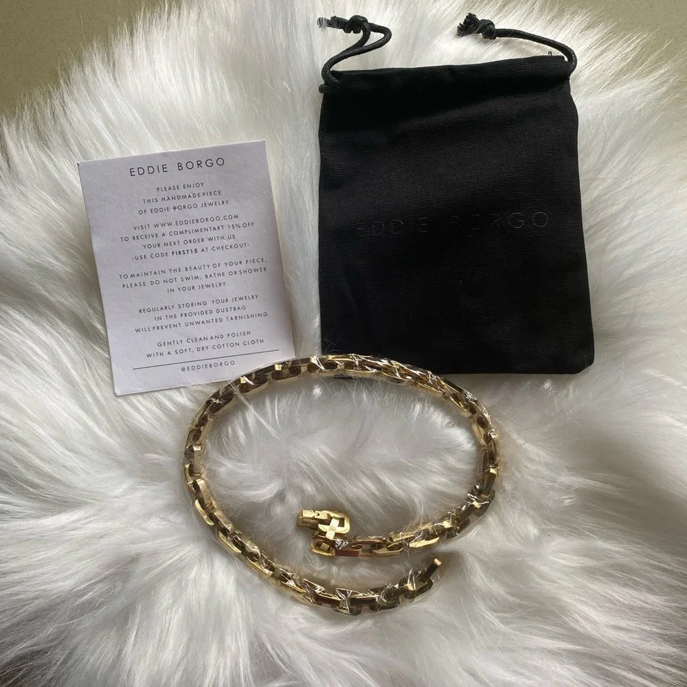 Eddie Borgo- Chain Supra Link Necklace 12 K gold plated brand new - Picture 1 of 13